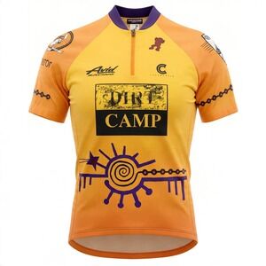 Vintage Cannondale Dirt Camp Cycling Jersey Large Orange Yellow Polartec USA